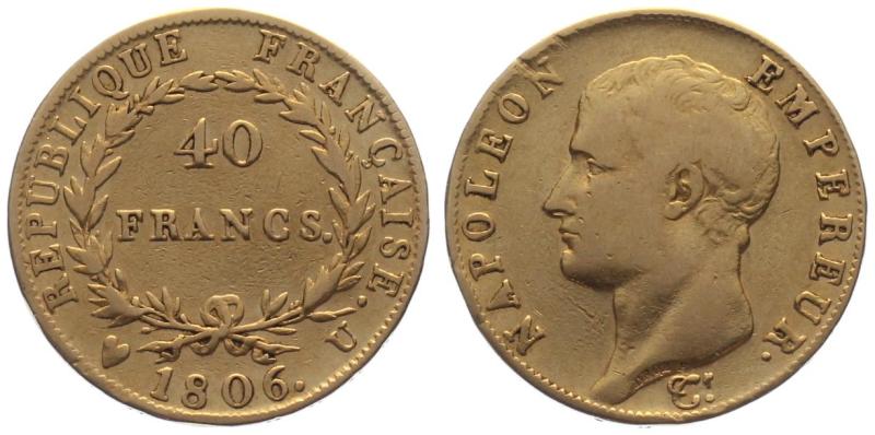 Frankreich 40 Francs 1806 U - Napoleon Empereur